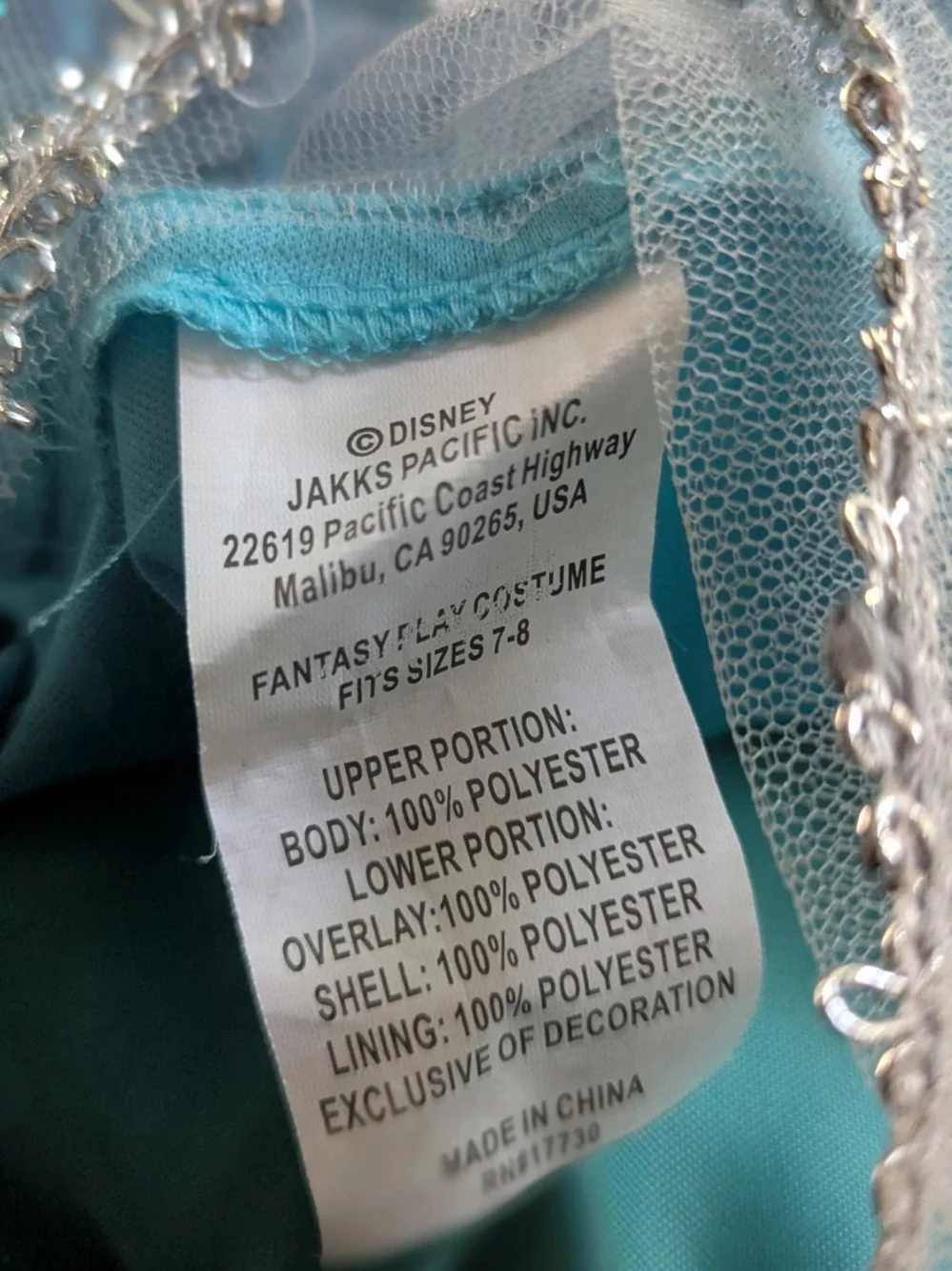 💲SOLD Disney Frozen Elsa Girls' Sparkle Costume Dress Size 7/8yrs
